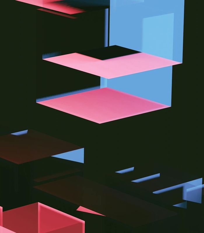 Abstract glowing geometric shapes representing digital balance